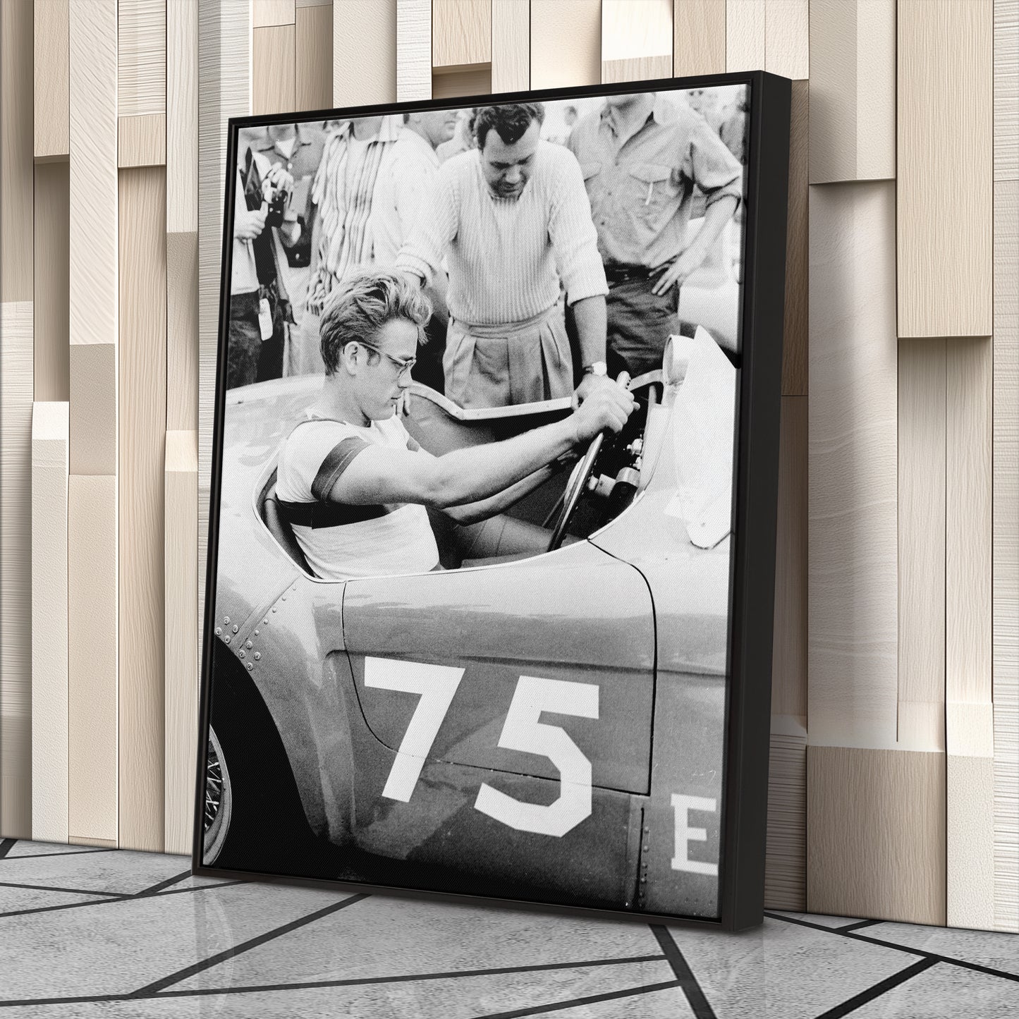 James Dean Car Retro Canvas Wall Art – Hollywood Movie Icon Decor