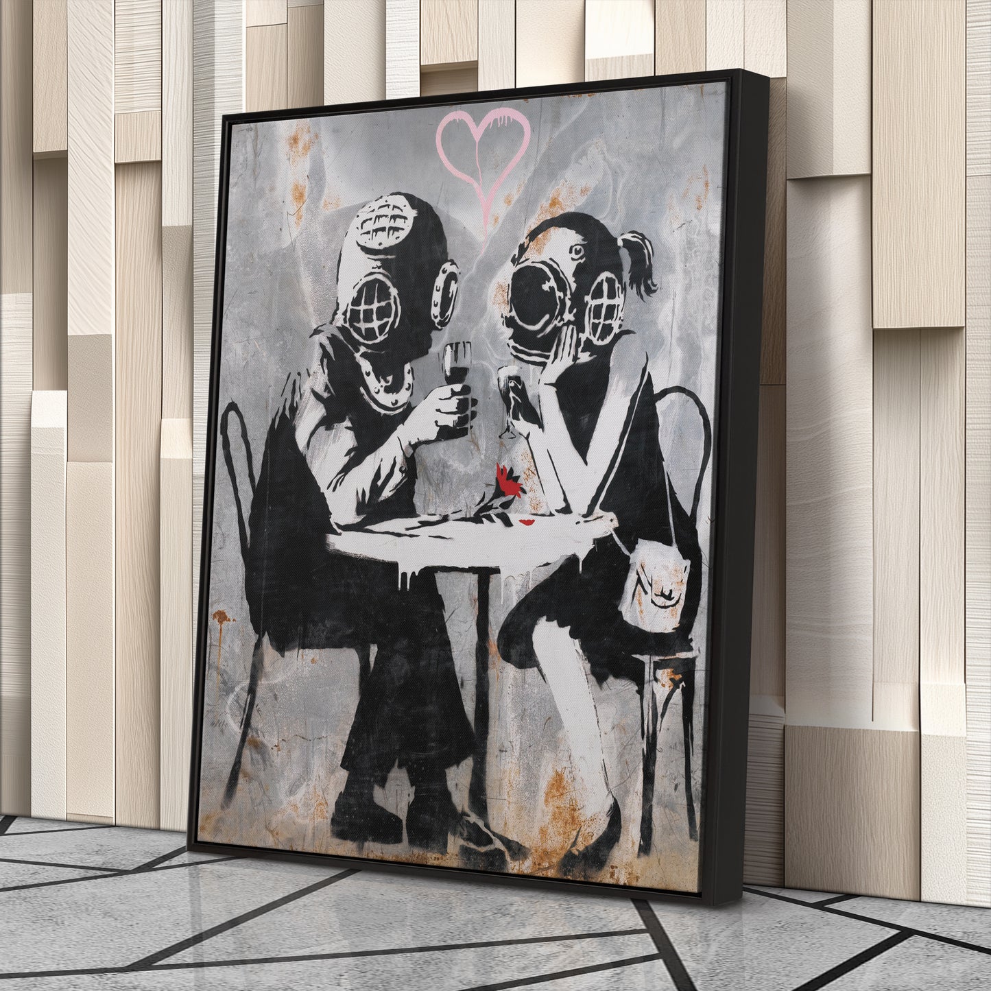 Banksy 'Love Mask' Canvas Print - Framed Wall Art