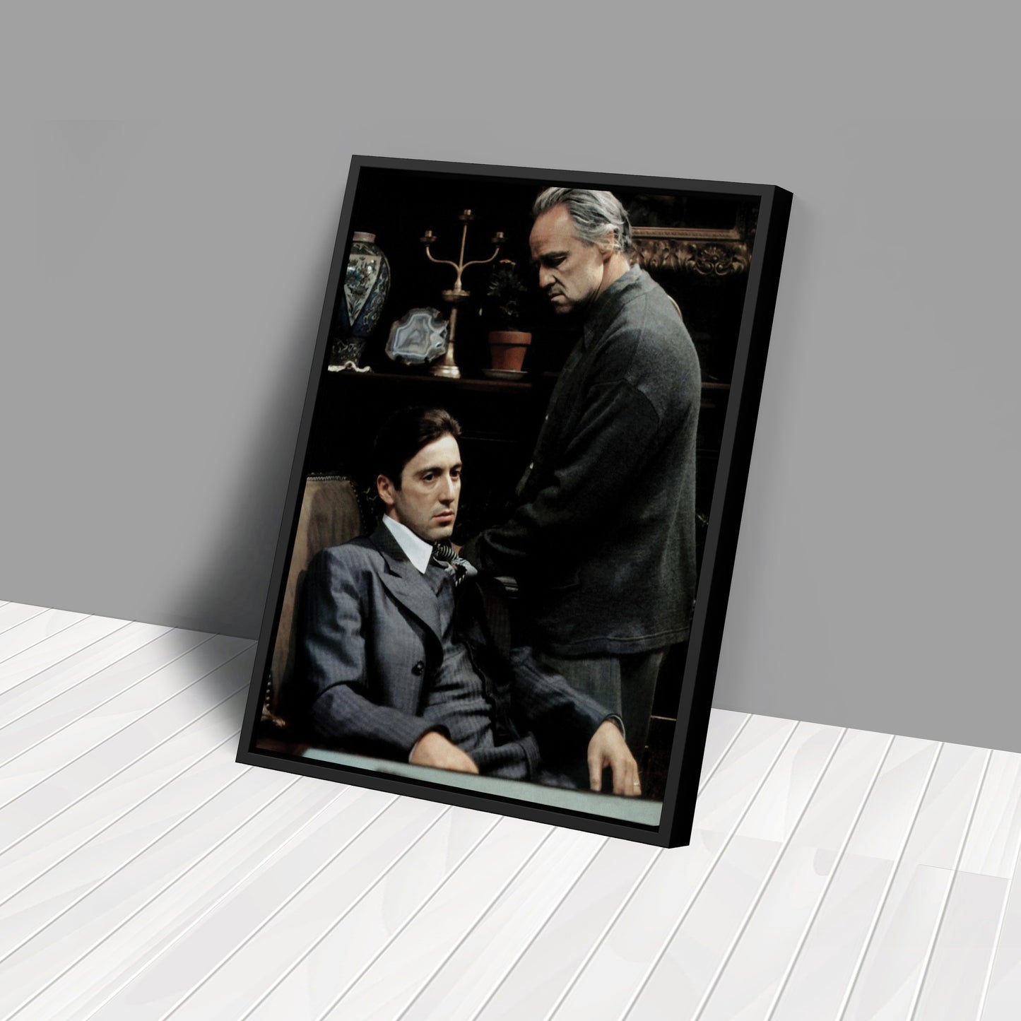Godfather Marlon Brando and Al Pacino Canvas Wall Art – Mafia Movie Poster