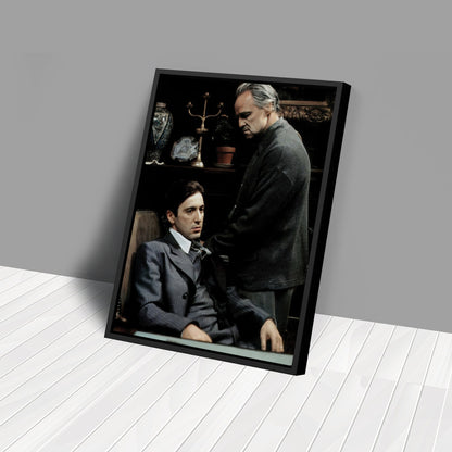 Godfather Marlon Brando and Al Pacino Canvas Wall Art – Mafia Movie Poster