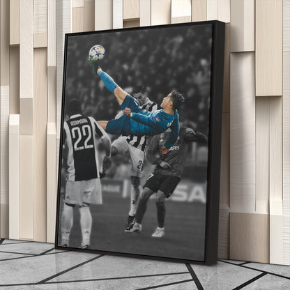Cristiano Ronaldo Overhead Kick vs Juventus Canvas Wall Art Decor - Iconic Soccer Art