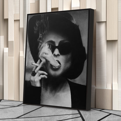 Fight Club Marla Singer Smoking Canvas Wall Art – Movie Scene Poster