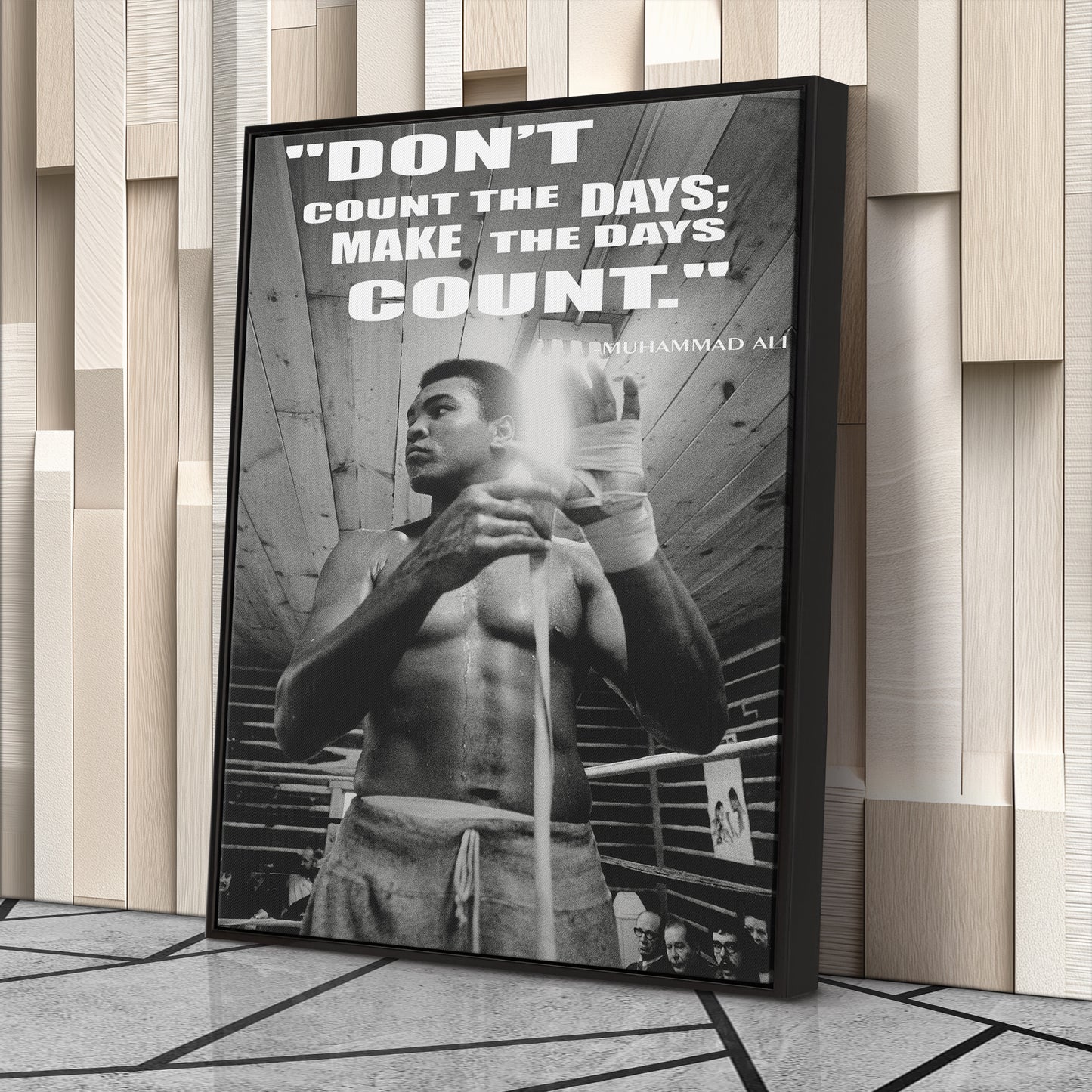 Muhammad Ali Black and White Quote Boxing Canvas Art – Boxing Legend Decor