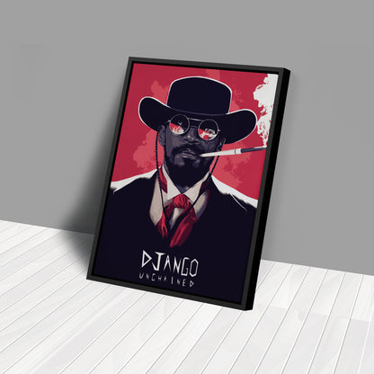 Django Unchained Illustration Canvas Wall Art – Western Movie Decor