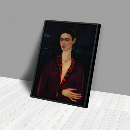 Frida Kahlo Poster with Red Dress Canvas Wall Art Home Decor Framed Art