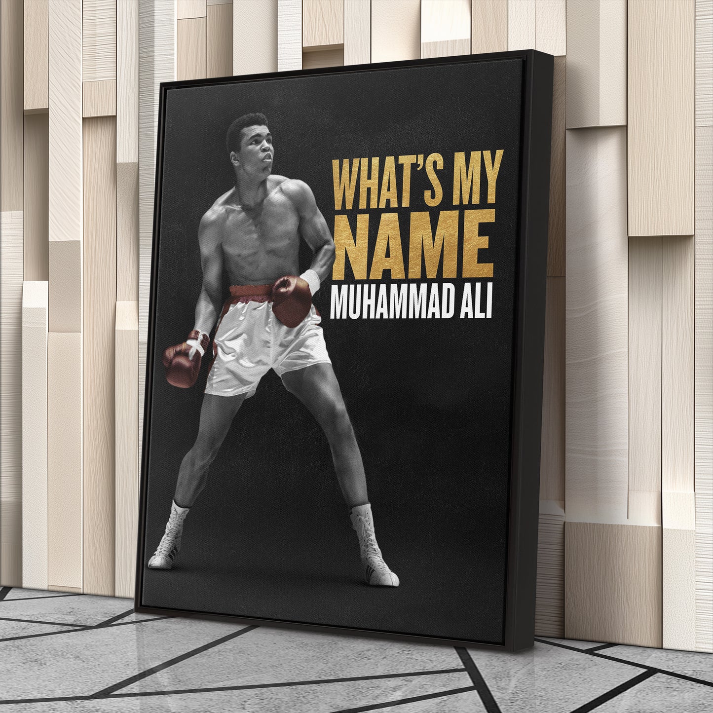 Muhammad Ali What is My Name Canvas Art – Boxing Legend Quote Decor