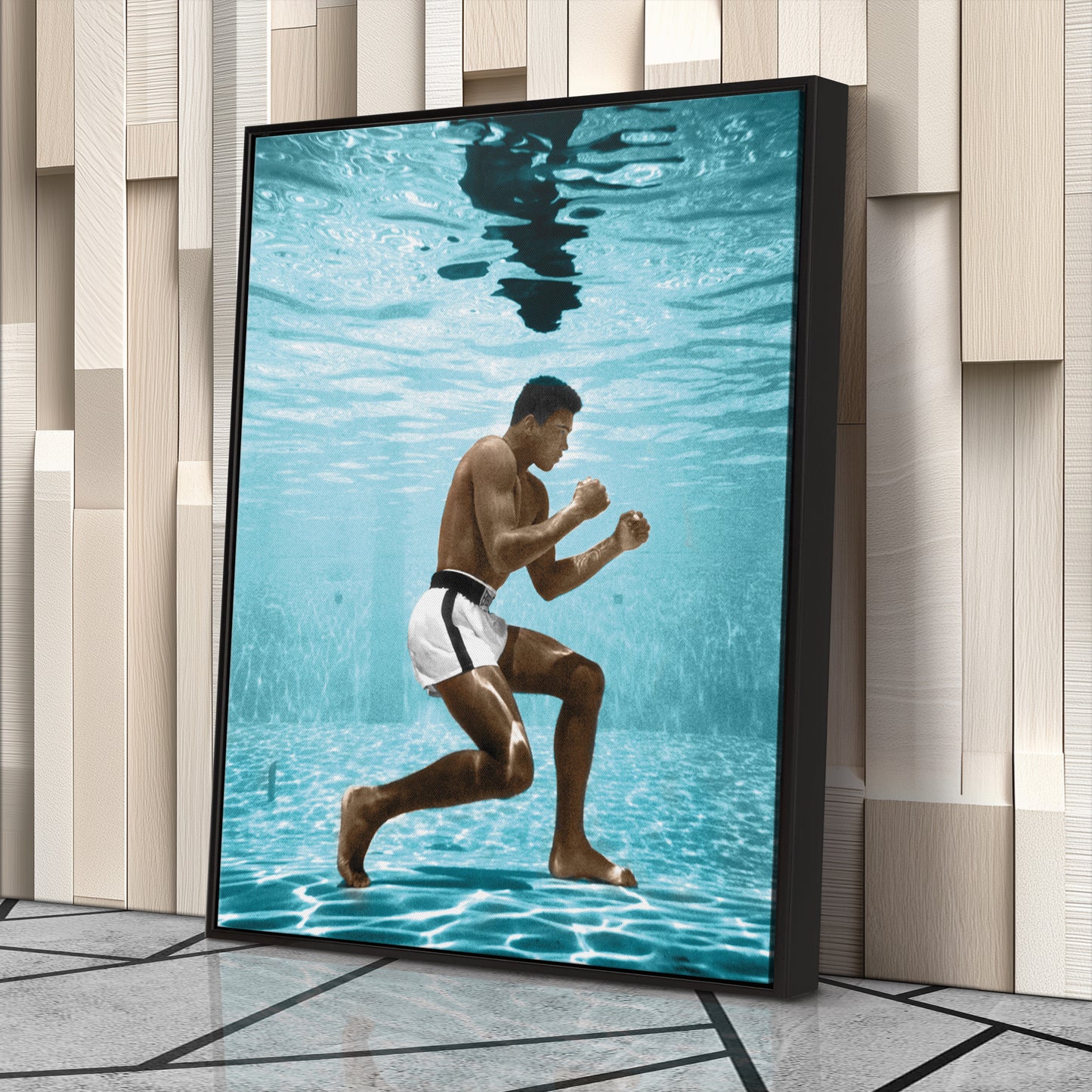 Muhammad Ali Underwater - Colored Canvas Wall Art Decor