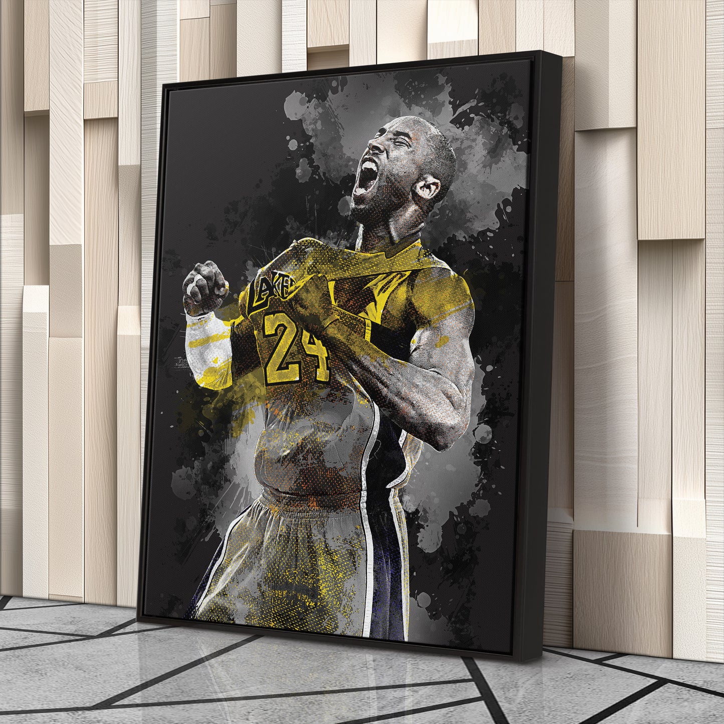 Kobe Bryant Splash Effect Canvas Wall Art – Legendary NBA Action
