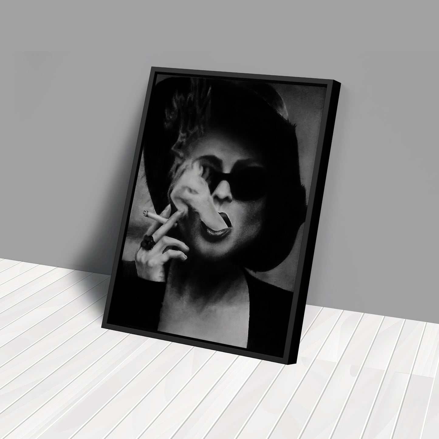 Fight Club Marla Singer Smoking Canvas Wall Art – Movie Scene Poster