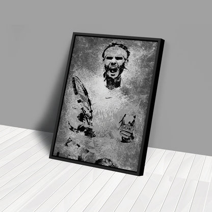 Rafael Nadal Tennis Canvas Art – Grunge Texture Sports Legend Decor
