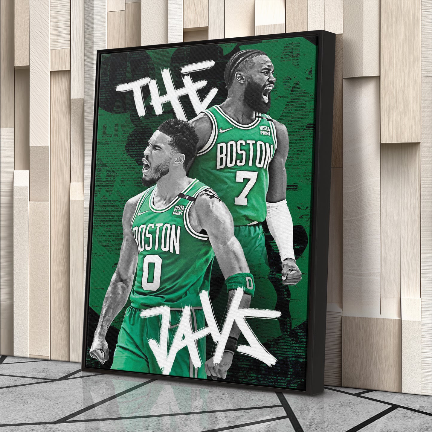 Jayson Tatum & Jaylen Brown Boston Celtics Canvas Wall Art Decor - NBA Stars Art