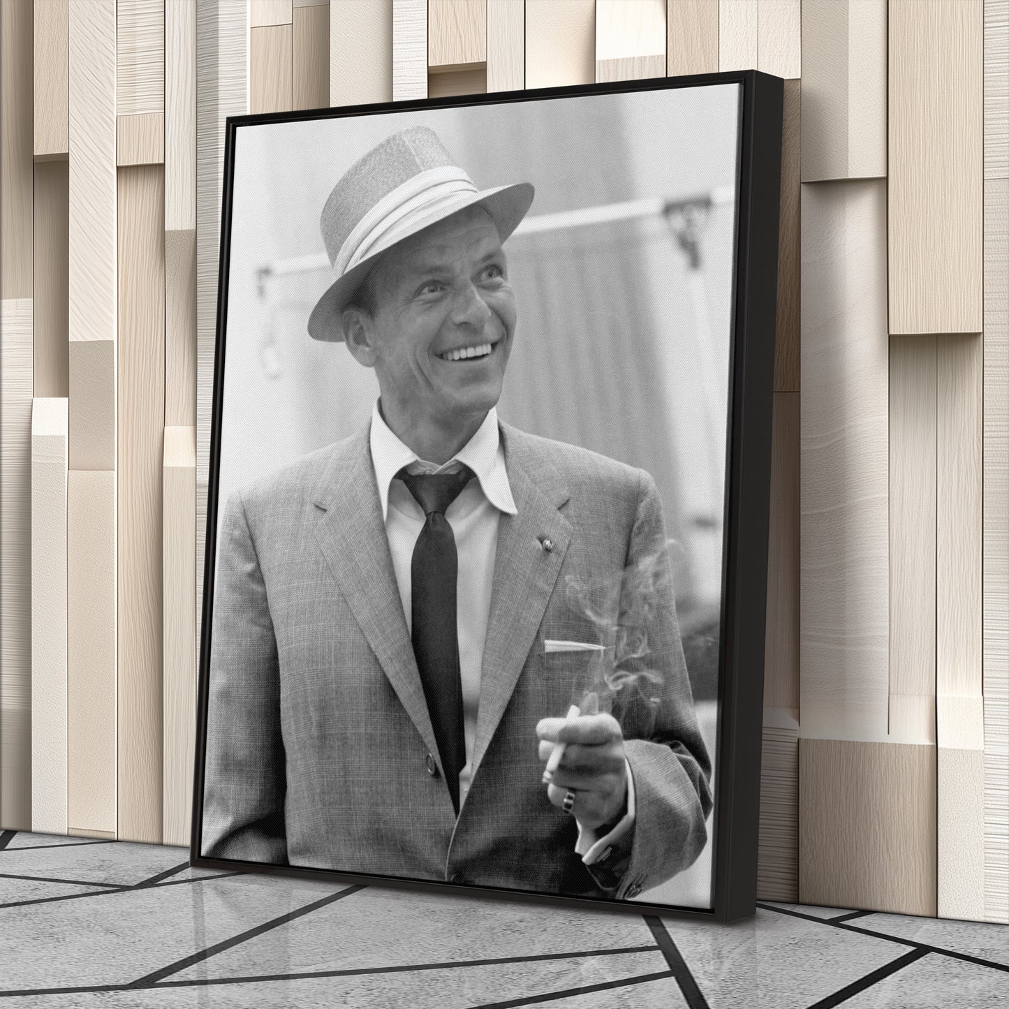 Frank Sinatra Smoking Canvas Wall Art – Classic Music Legend Home Decor