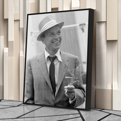 Frank Sinatra Smoking Canvas Wall Art – Classic Music Legend Home Decor