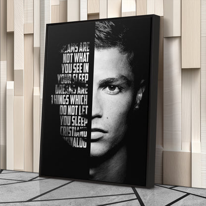 Cristiano Ronaldo Motivational Quote Canvas Wall Art Decor - Soccer Superstar Art