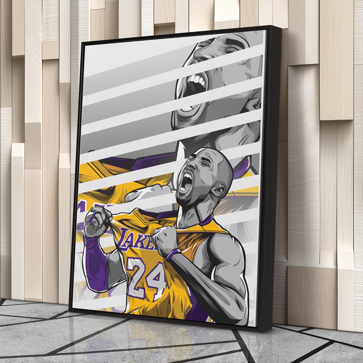 Kobe Bryant Basketball Player with Effect Canvas Wall Art – Dynamic Sports Print