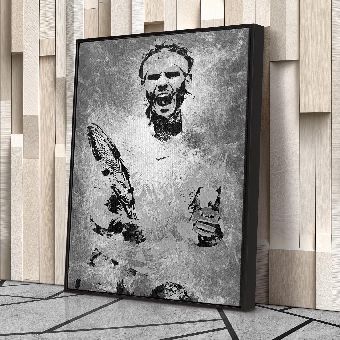 Rafael Nadal Tennis Canvas Art – Grunge Texture Sports Legend Decor