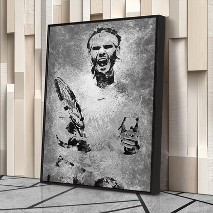 Rafael Nadal Tennis Canvas Art – Grunge Texture Sports Legend Decor