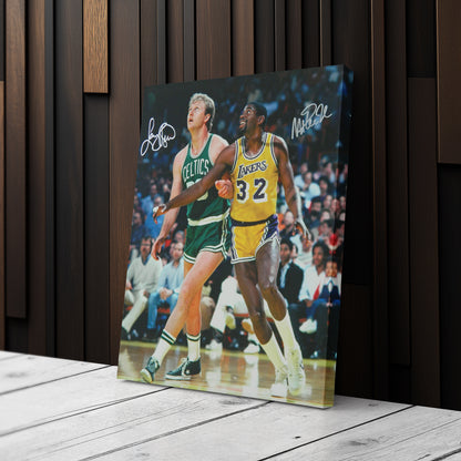 Larry Bird Magic Johnson Basketball Canvas Wall Art – NBA Legends Tribute