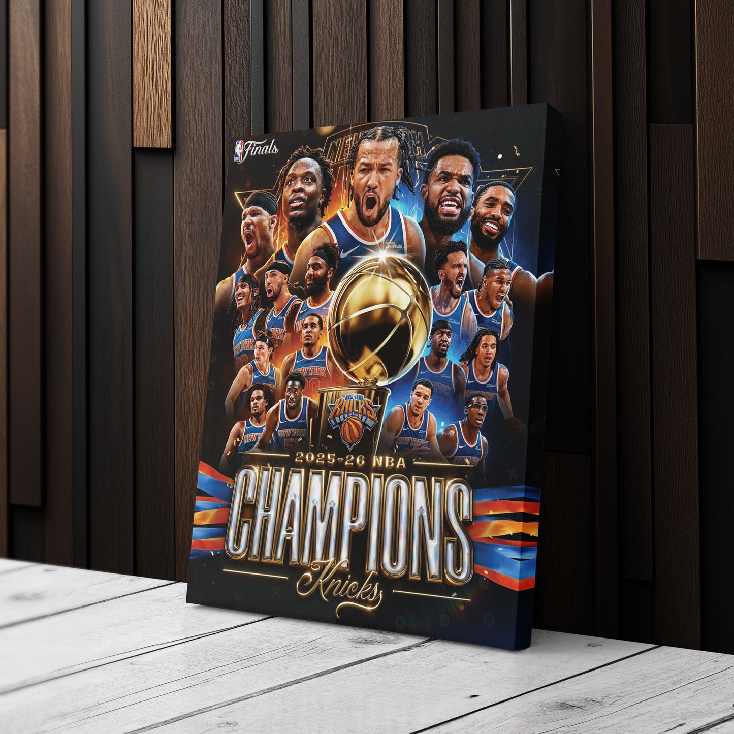 New York Knicks 2025-26 NBA Champions Canvas Print Basketball Wall Art Decor