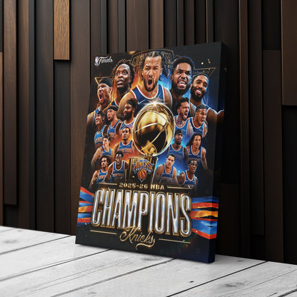 New York Knicks 2025-26 NBA Champions Canvas Print Basketball Wall Art Decor