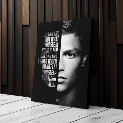 Cristiano Ronaldo Motivational Quote Canvas Wall Art Decor - Soccer Superstar Art