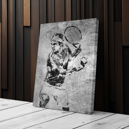 Roger Federer Tennis Canvas Wall Art – Grunge Texture Sports Legend Decor