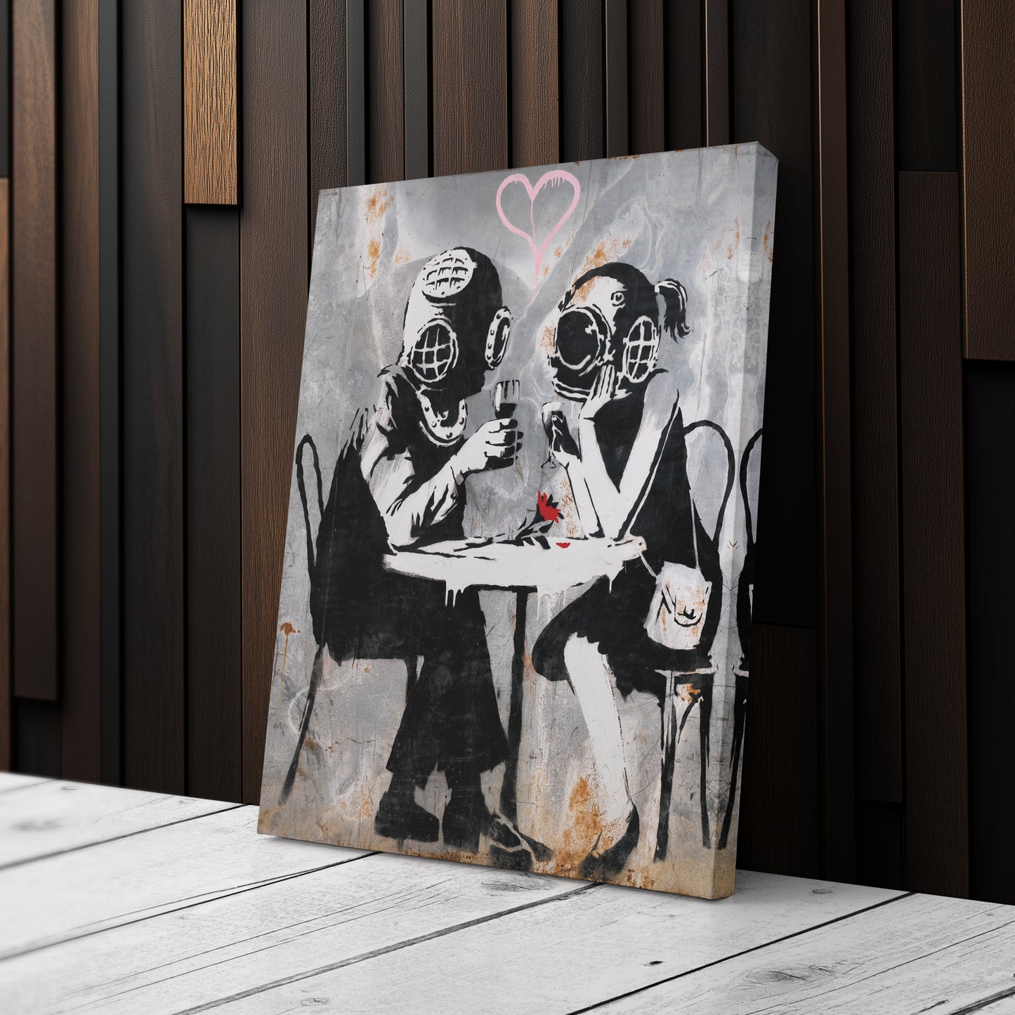 Banksy 'Love Mask' Canvas Print - Framed Wall Art