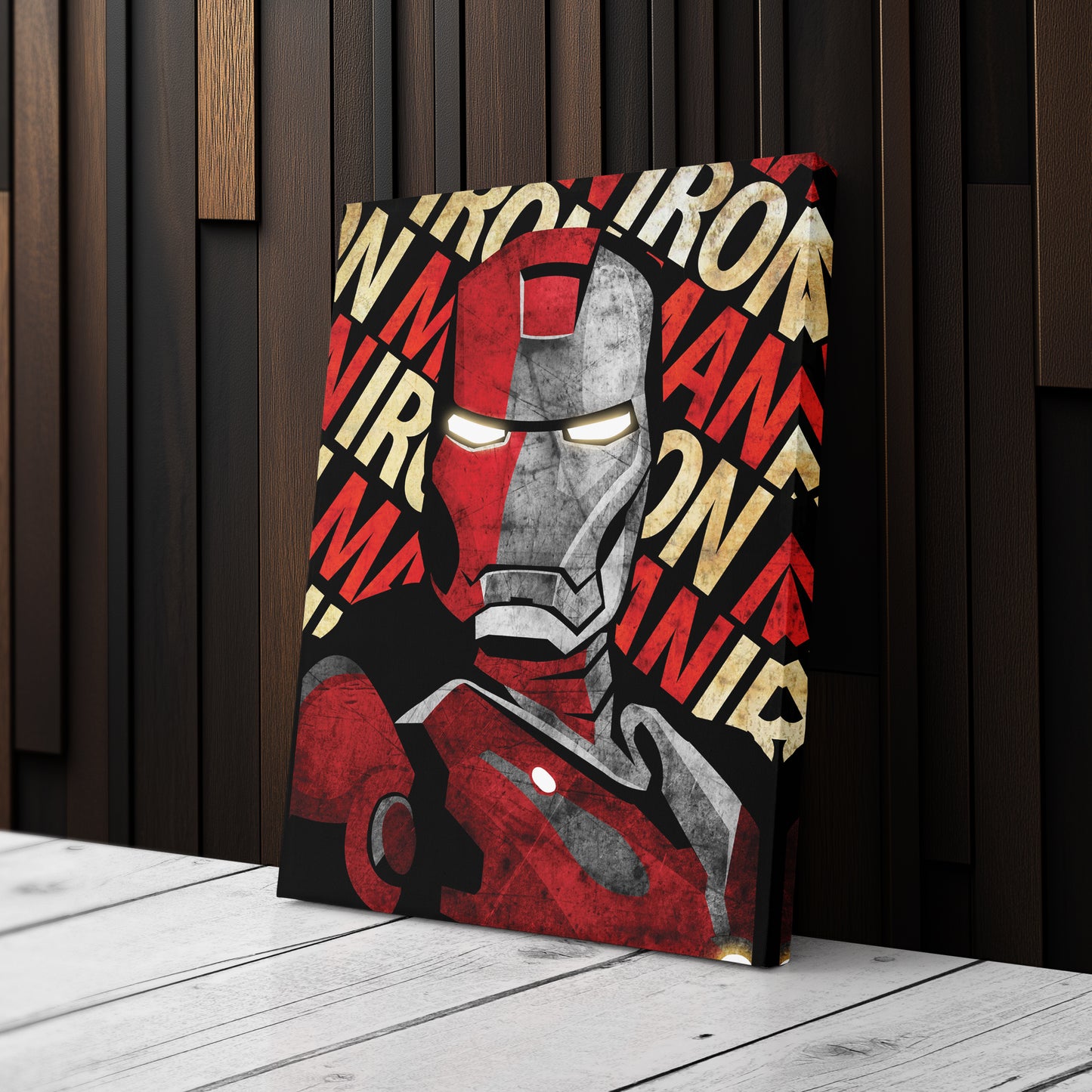 Iron Man Marvel with Background Text - Canvas Wall Art Decor