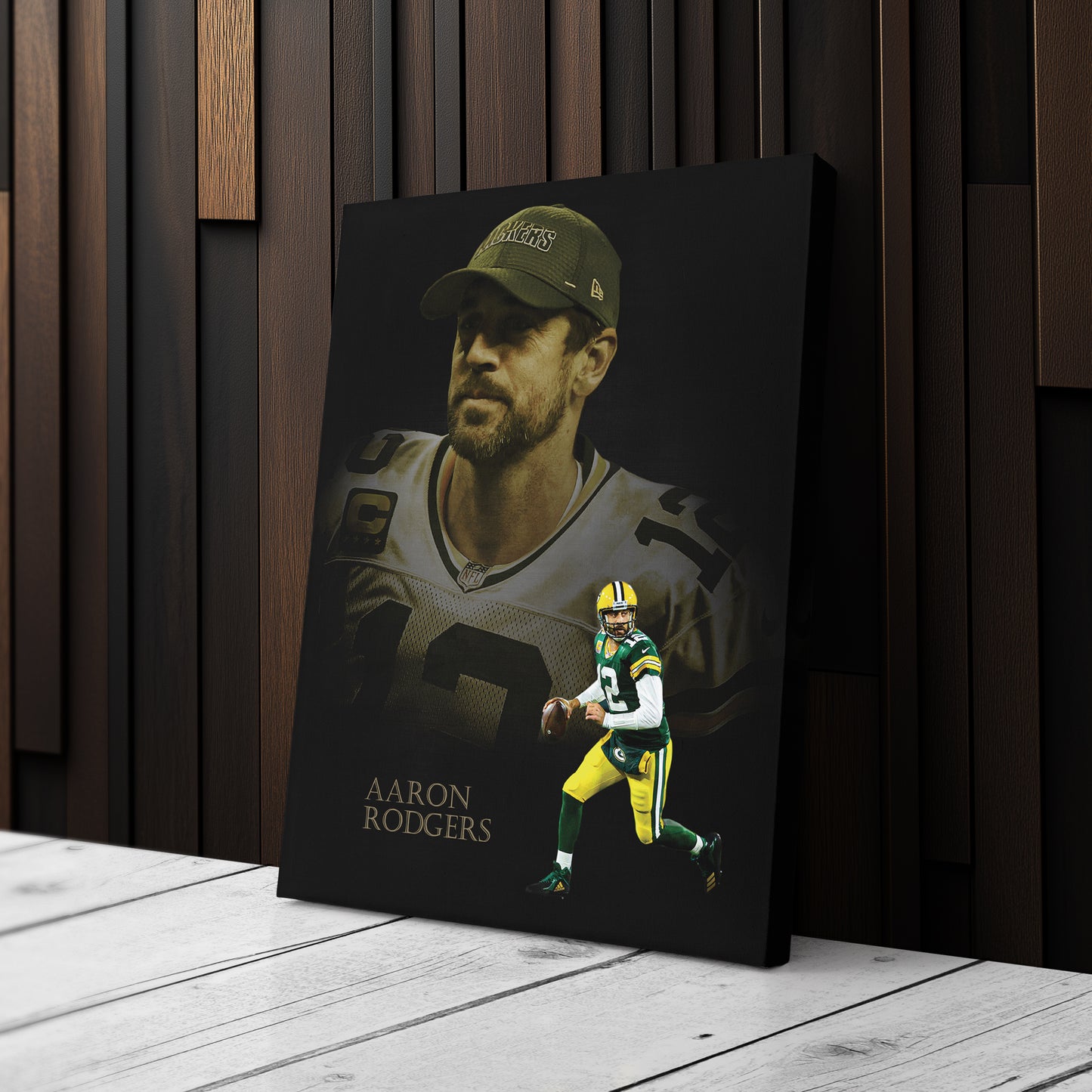 Aaron Rodgers Green Bay Packers NFL Canvas Wall Art - Framed Home Decor