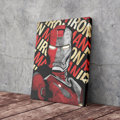 Iron Man Marvel with Background Text - Canvas Wall Art Decor