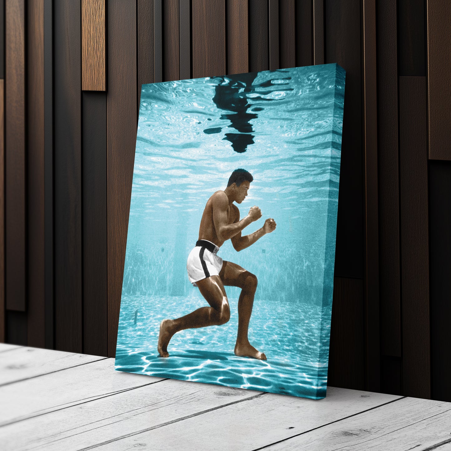 Muhammad Ali Underwater - Colored Canvas Wall Art Decor