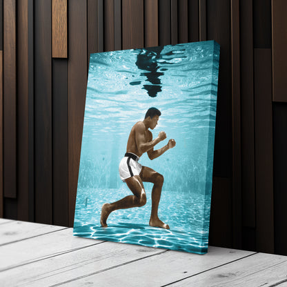 Muhammad Ali Underwater - Colored Canvas Wall Art Decor