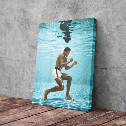 Muhammad Ali Underwater - Colored Canvas Wall Art Decor