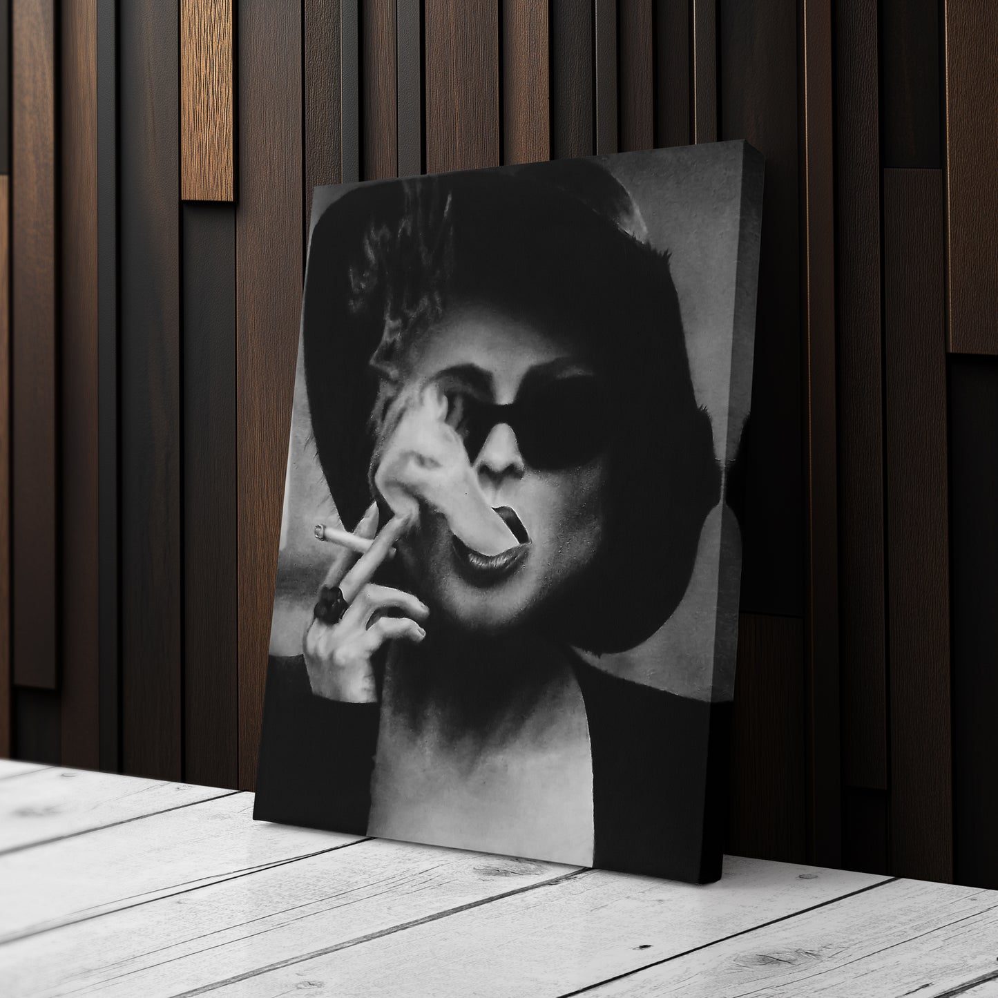 Fight Club Marla Singer Smoking Canvas Wall Art – Movie Scene Poster