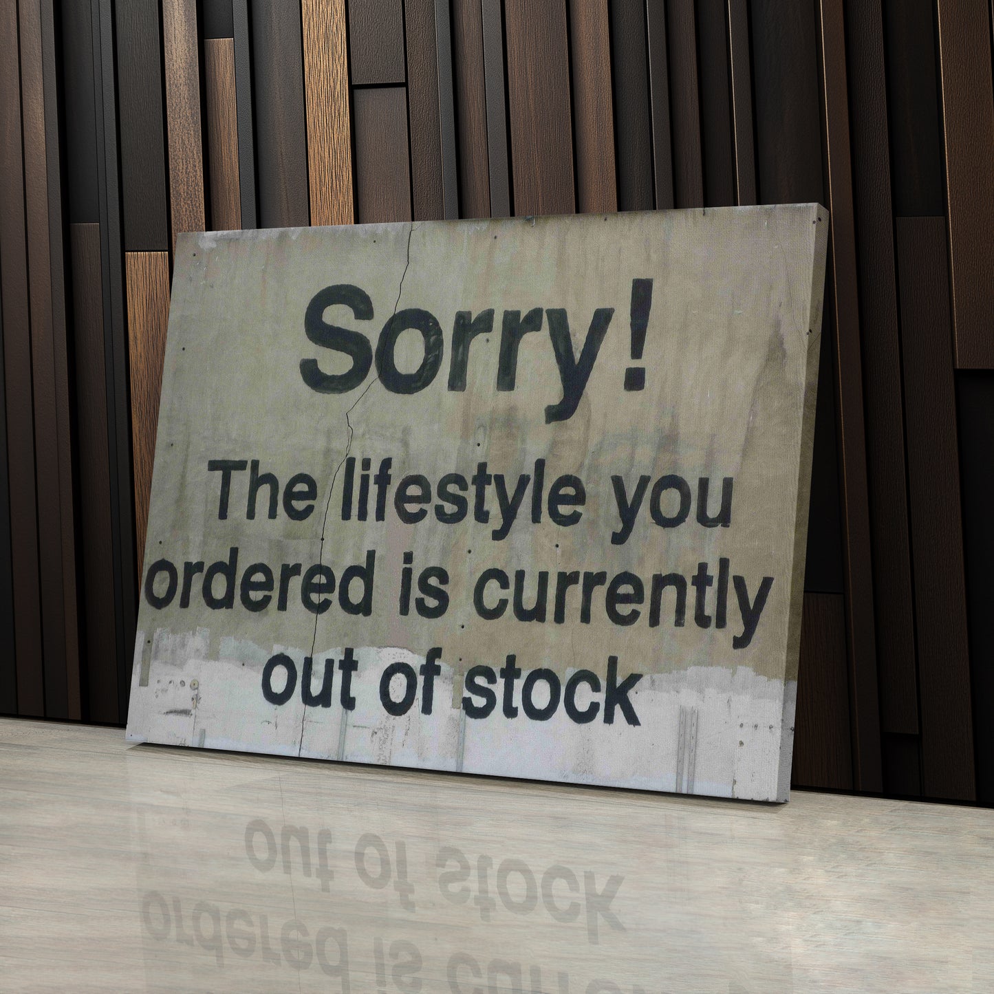 Banksy 'Out of Stock' Quote Canvas Print - Framed Wall Art