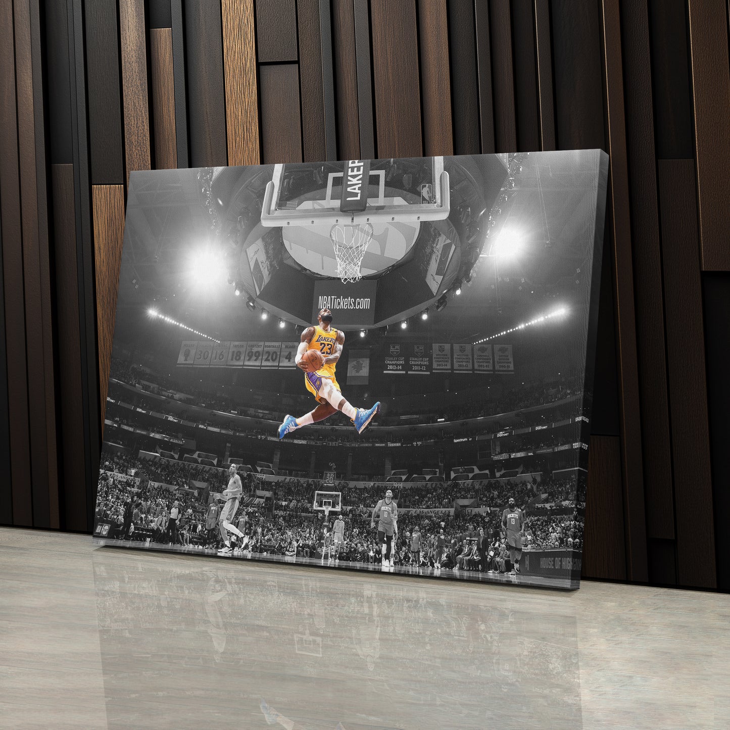 LeBron James Dunk Basketball Canvas Wall Art – NBA King in Action