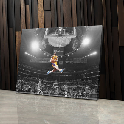 LeBron James Dunk Basketball Canvas Wall Art – NBA King in Action