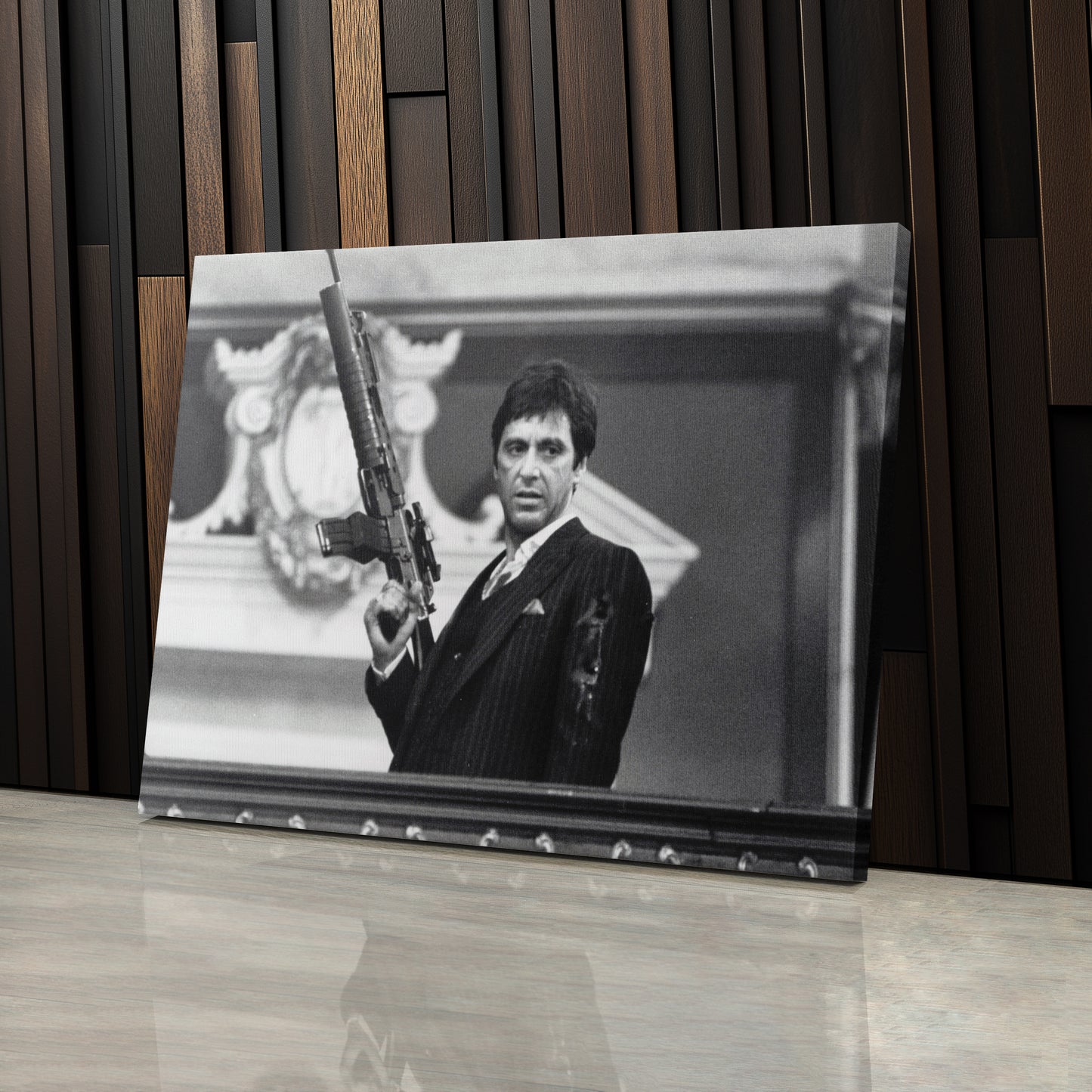 Scarface Poster – Al Pacino with Gun Canvas Print Wall Art Home Decor