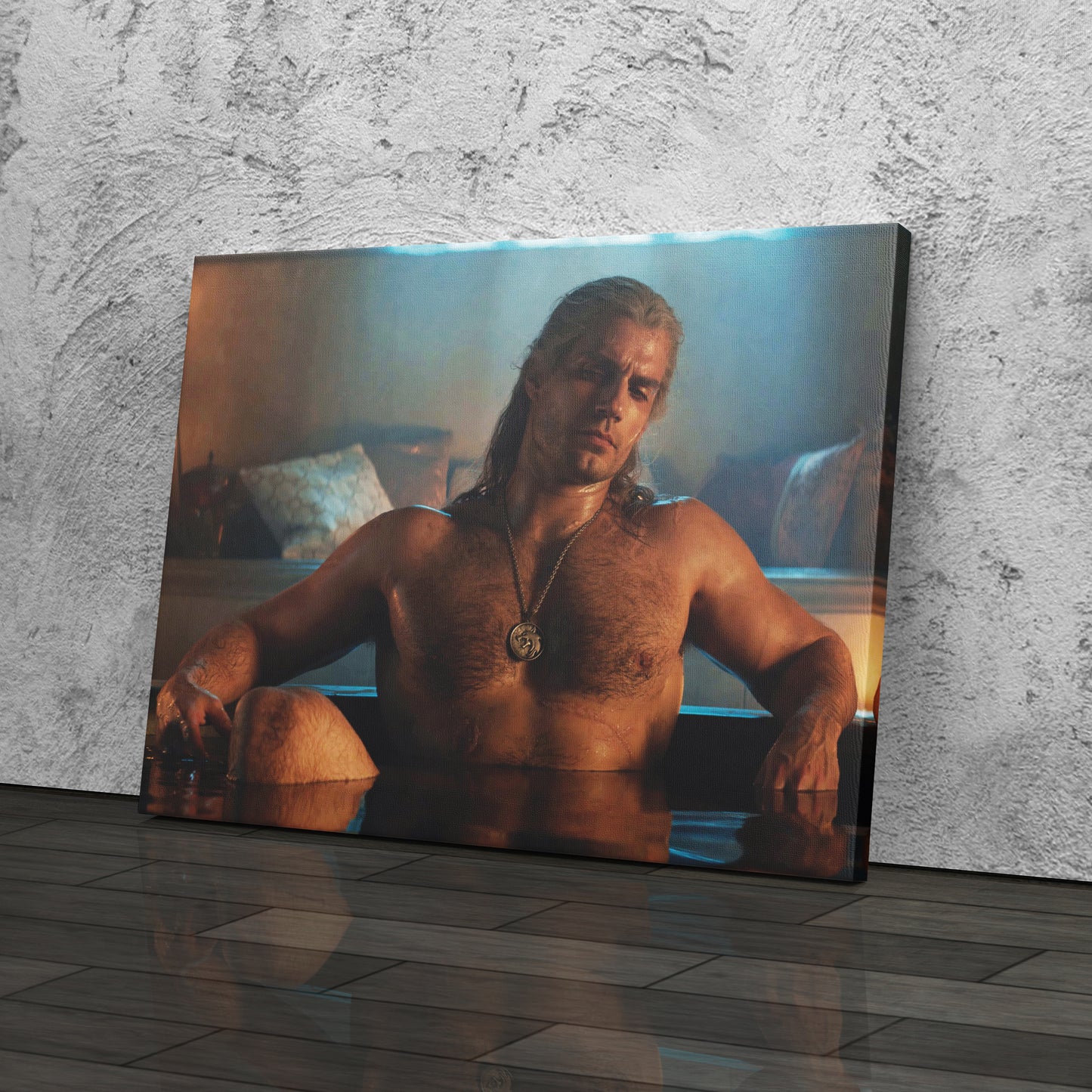 Henry Cavill Geralt Bathtub Canvas Wall Art – Witcher TV Series Decor