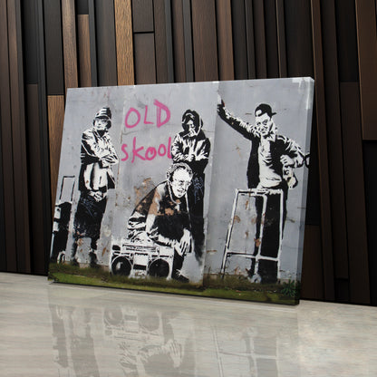 Banksy 'Old School' Canvas Print - Framed Wall Art