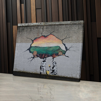 Banksy 'Graffiti Hole Wall' Canvas Print - Framed Wall Art