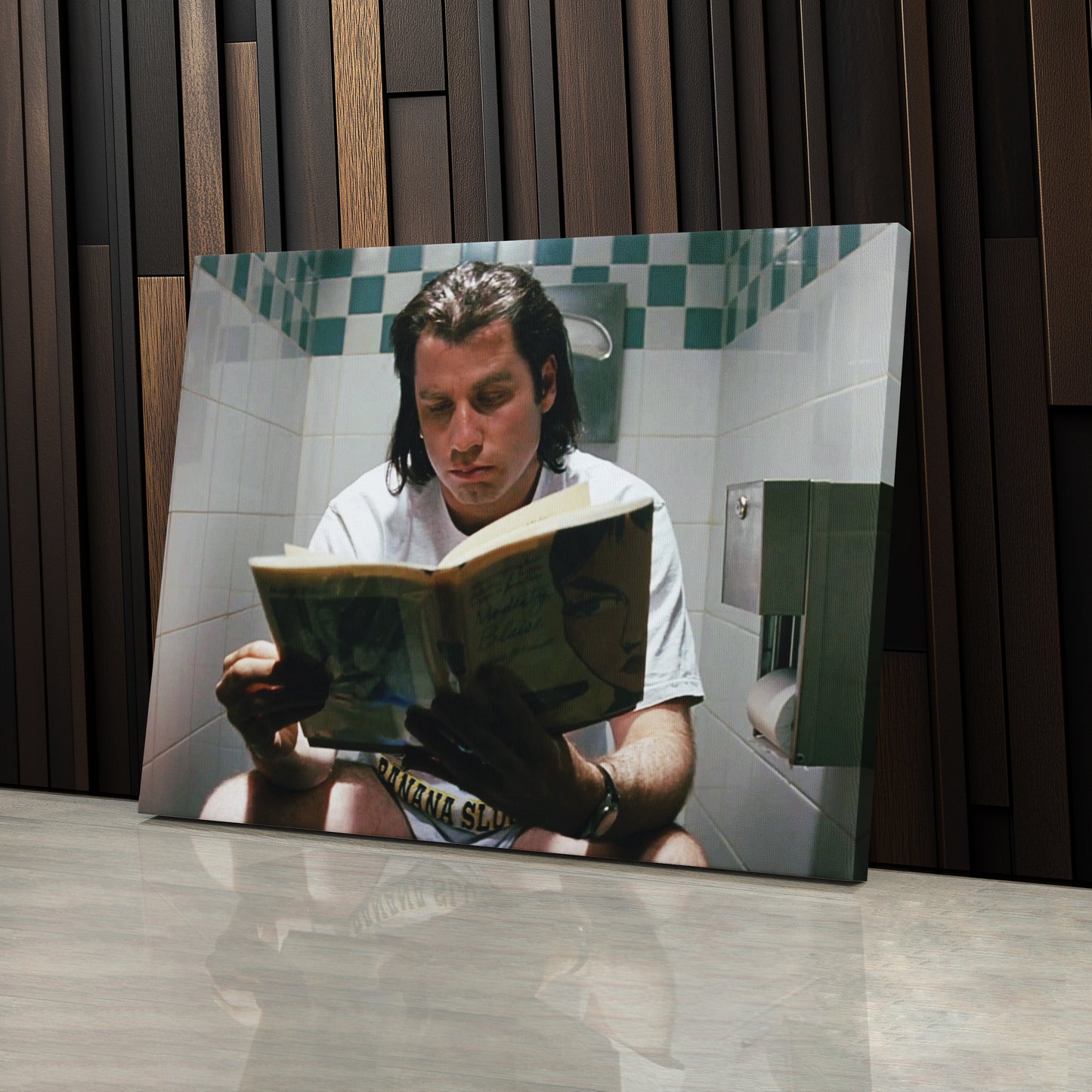 Pulp Fiction Book Reading Canvas Wall Art – Famous Movie Moment Decor