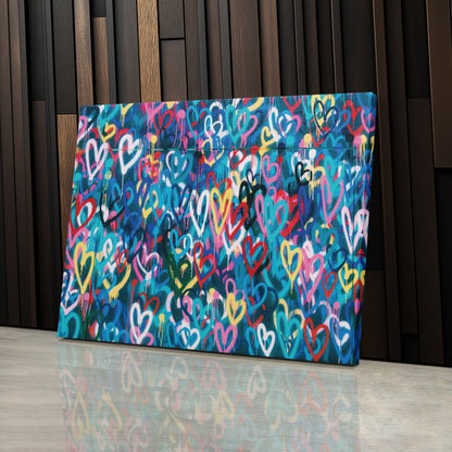Banksy 'Love Hearts' Graffiti Canvas Print - Framed Wall Art