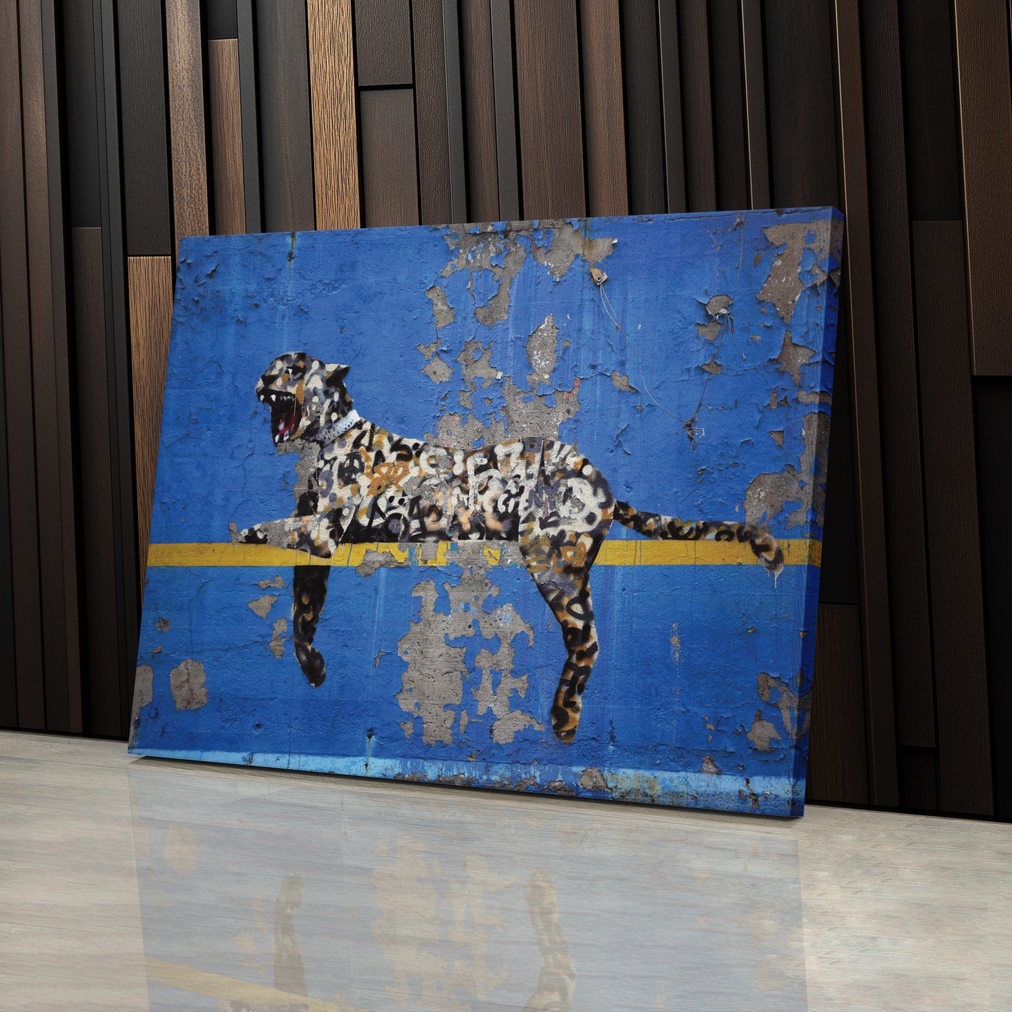 Banksy 'Bronx Zoo Leopard' Street Art Canvas Print - Framed Wall Art