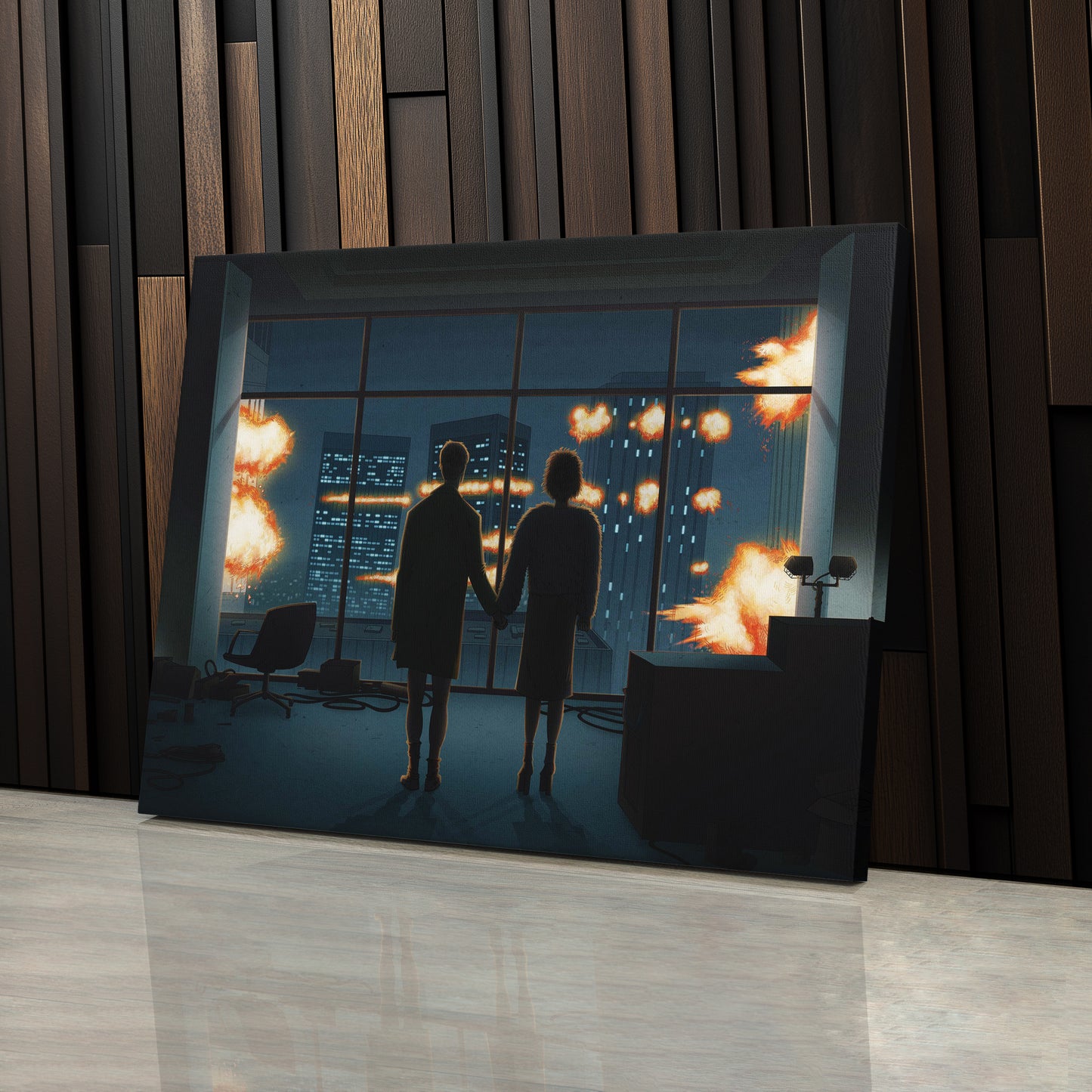 Fight Club Man and Woman Silhouette Canvas Wall Art – Movie Art Decor