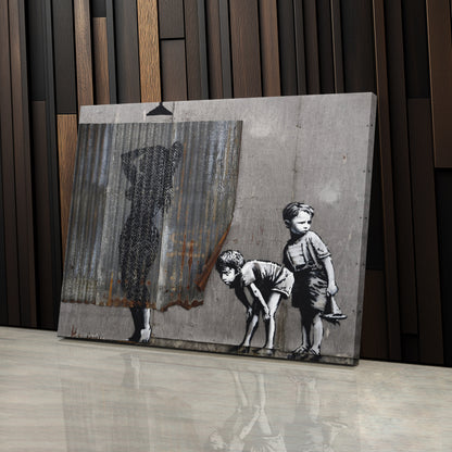 Banksy 'Lady Shower' Canvas Print - Framed Wall Art