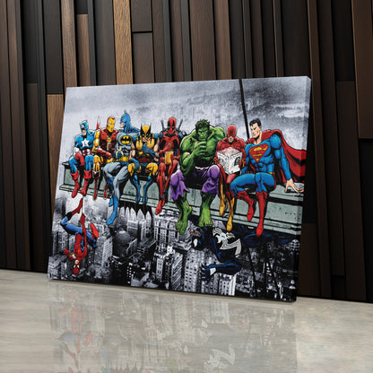 Superheroes Lunch atop a Skyscraper - Canvas Wall Art Decor