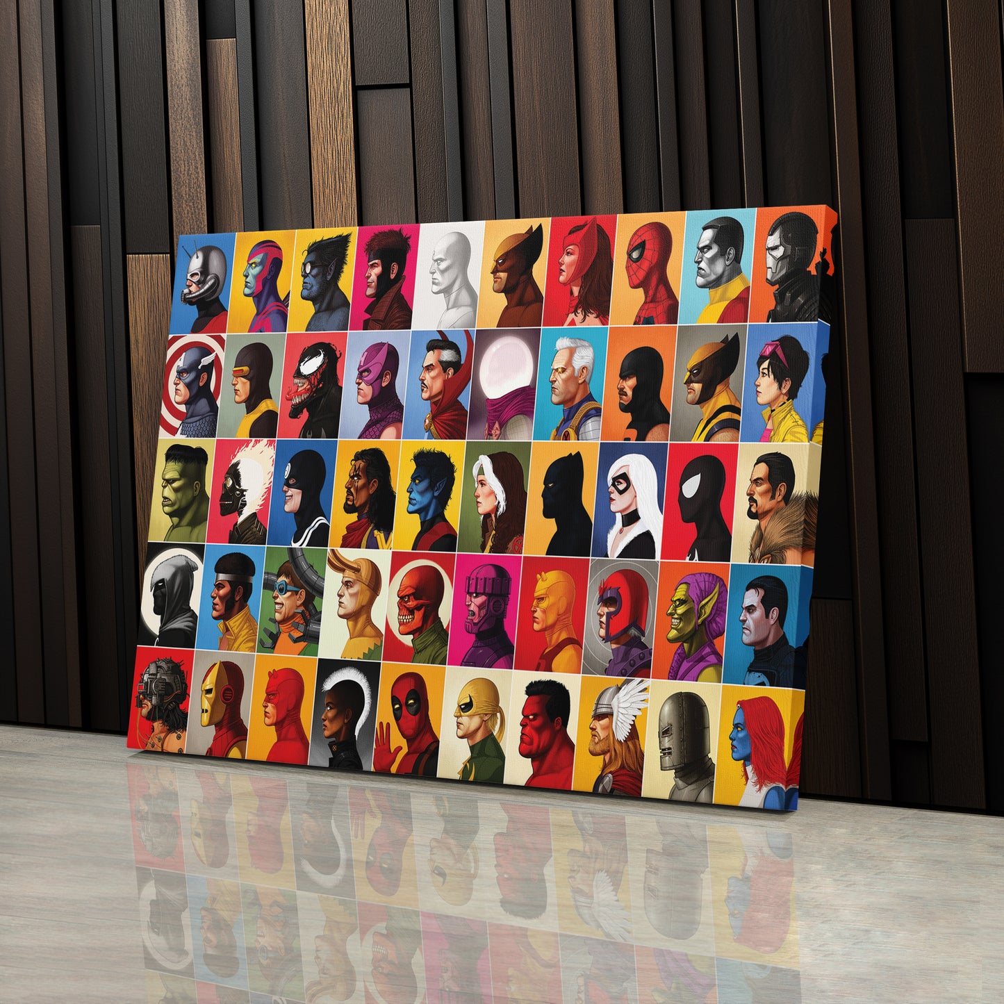 Marvel Headshots Canvas Art - Comic Book Hero Wall Decor