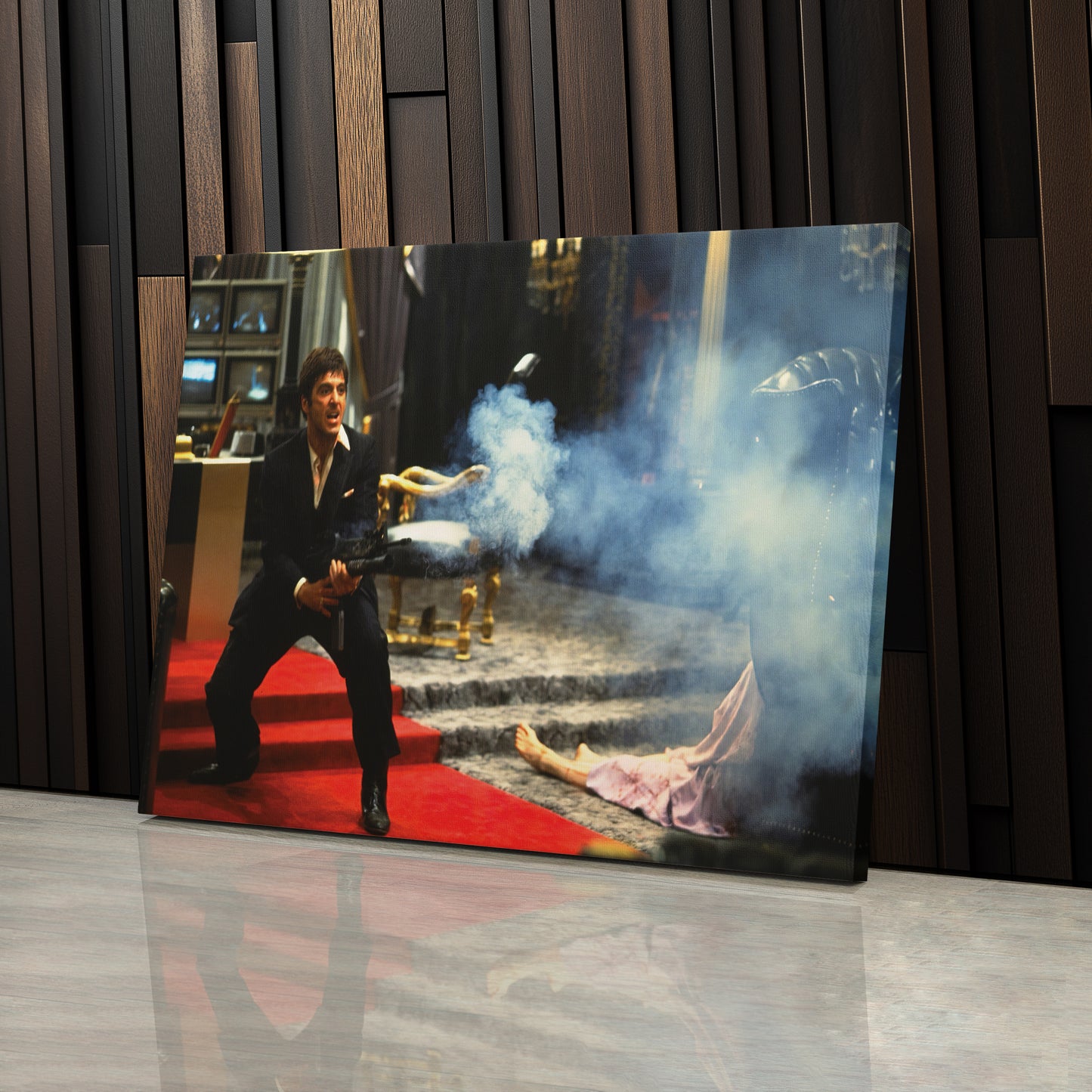 Scarface Say Hello to My Little Friend Canvas Art – Classic Movie Moment Decor