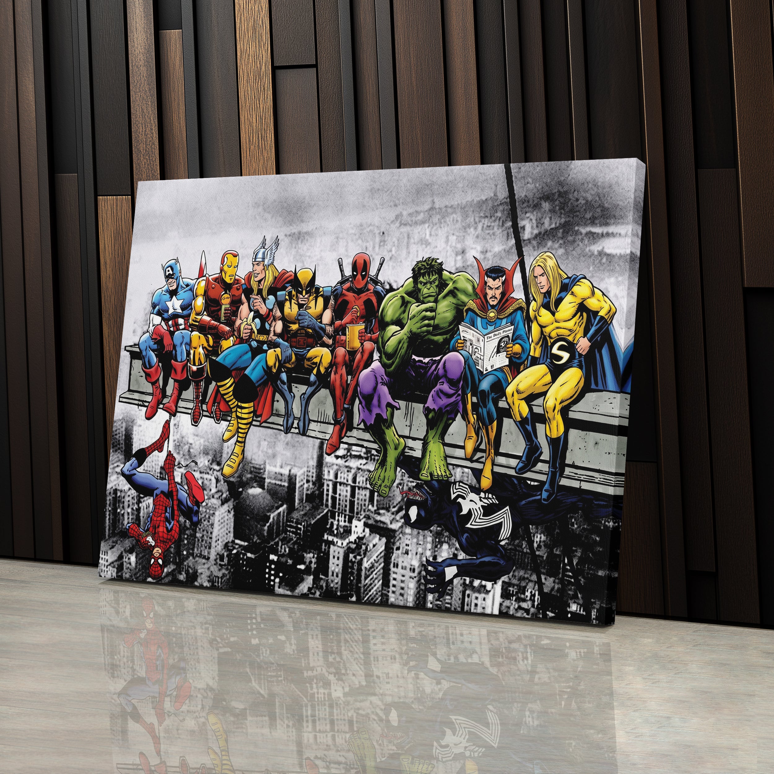 Marvel Superheroes Lunch Atop a Skyscraper Canvas Wall Art – Fenin